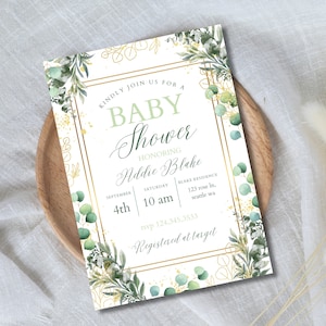 Eucalyptus Greenery Baby Shower Invitation | Greenery Baby Shower | Baby Shower Invite | Eucalyptus Invitation | Greenery Invitation