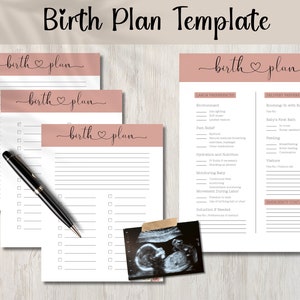 Natural Birth Plan | Birth Preferences | Birth Plan Editable | Birth Plan Template | Birth Doula | Printable Birthing Plan | Canva Template