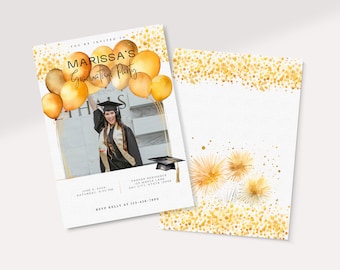 Graduation Party Invitation Template, Minimalist Graduation Announcement, Modern Graduation Party Invite, Photo Graduation Invite Download