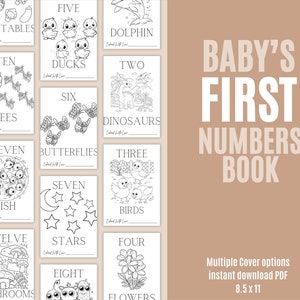 Primer libro de números para bebés, juego para baby shower, juego para colorear para baby shower, libro para colorear para contar, actividad para baby shower, idea para libro de visitas
