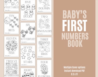 Baby&#39;s First Number Book Baby Shower Game, Coloring Baby Shower Game, Counting Coloring Book, Baby Shower Activity, Guest Book Idea