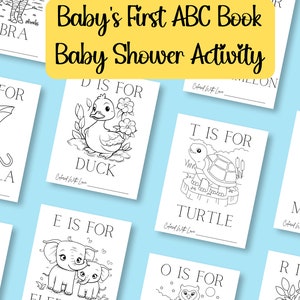 ABC Book Baby Shower Game, Baby Shower Coloring Pages, Alphabet Coloring Book, Baby Shower Activity, Alphabet Coloring, ABC Book, Keepsake