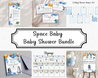 Houston We Have A Boy Space Baby Shower Boy | Welcome To The World | Astronaut Baby Theme | Space Theme Baby Shower Invite | Over The Moon