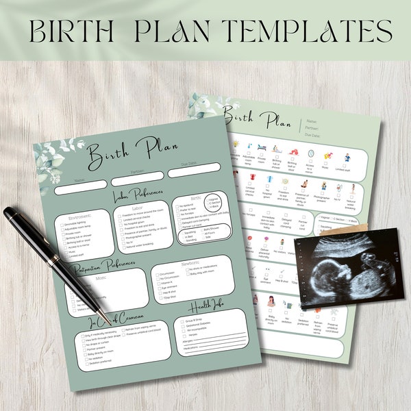Birth Plan Template | Pregnancy Planner | Birth Doulas | Birth Preferences | Natural Birth | Labor And Delivery Preferences