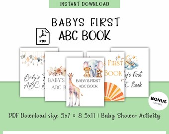 52 PAGES ABC Baby Shower Coloring Book, Baby's First ABC Book, Baby Shower Game Or Activity, Baby Shower Coloring Pages, Alphabet Coloring