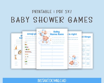 Baby Shower Game Bundle, Bear Baby Shower Games, Boy Baby Shower Games Pack, Baby Bingo, Instant Download Baby Shower Games, Shower