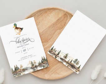 A Little Duckling Is On The Way Baby Shower Invite, Mallard Duck Baby Shower, Mallard Duck Invite, Hunting Baby Shower, Mallard Duck Shower