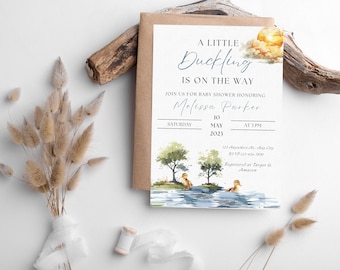 Invitation baby shower, baby shower de bébé canard, invitation de canard colvert, baby shower de chasse, shower de canard colvert