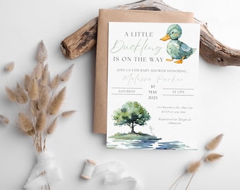 A Little Duckling Is On The Way Baby Shower Invite, Mallard Duck Baby Shower, Mallard Duck Invite, Hunting Baby Shower, Mallard Duck Shower