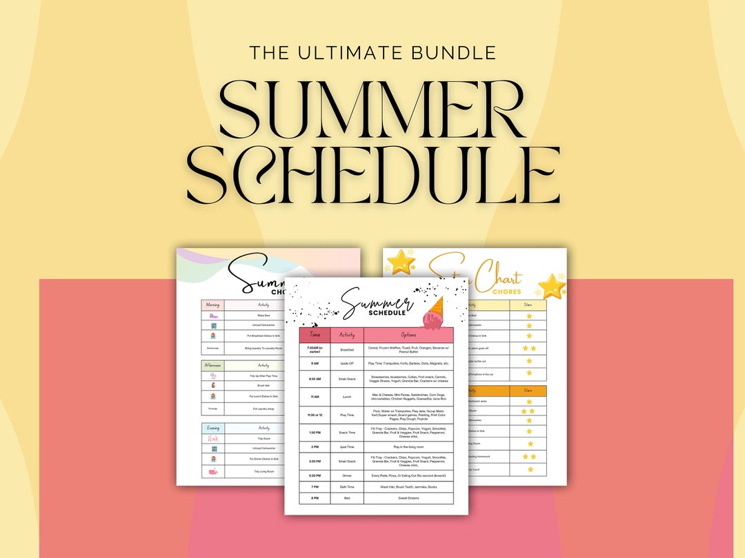 Summer Assignment Chart Summer Schedule, Summer Checklist, Kids Chore Chart, Summer Planner ...