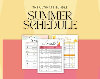 Sommarschema, sommarchecklista, barns sysslor, sommarplanerare för barn, sommaraktiviteter, sommarkalender, redigerbart sysslorschema