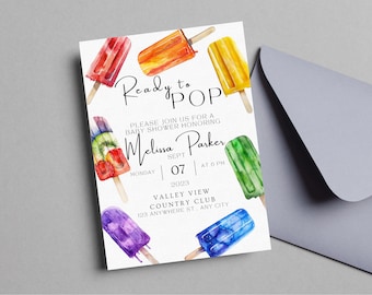 Ready To Pop Baby Shower Invitation | Popsicle Baby Shower | Editable Ready To Pop Invite | Ready To Pop Shower | Summer Baby Shower Theme