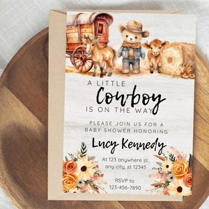 Little Cowboy Baby Shower Invitation | Wild West Baby Shower | Invitation Template | Western Baby | Rodeo Baby Shower Invitation