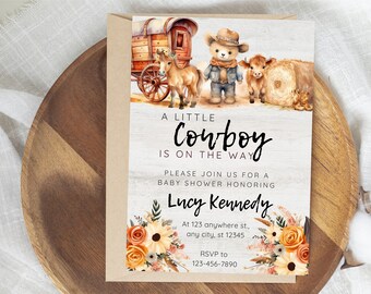 Little Cowboy Baby Shower Invitation | Wild West Baby Shower | Invitation Template | Western Baby | Rodeo Baby Shower Invitation