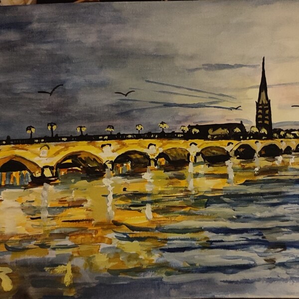 Aquarelle Pont de Pierre de Bordeaux