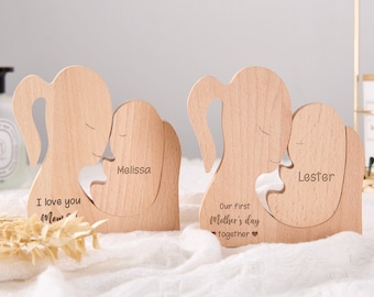Mother And Baby Wooden Puzzle,Mom Holding Baby,First Baby Gift For Mom,Mother And Children,Family Home Decor,Gift For Wife,Gift For Mom