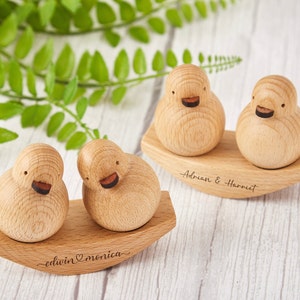 Duck couple Ornament,Wooden Carving Couple Ornaments,Valentine's Day Gifts,Engagement Gift,Wedding Decor,Best Friend,Gifts for Animal Lovers image 2