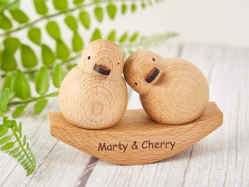 Duck couple Ornament,Wooden Carving Couple Ornaments,Valentine's Day Gifts,Engagement Gift,Wedding Decor,Best Friend,Gifts for Animal Lovers image 4