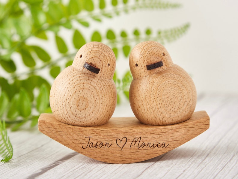 Duck couple Ornament,Wooden Carving Couple Ornaments,Valentine's Day Gifts,Engagement Gift,Wedding Decor,Best Friend,Gifts for Animal Lovers zdjęcie 1