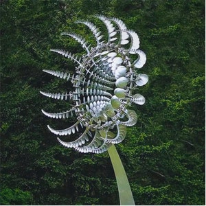 Magische Windmühle – kinetische Metall-Windmühle, Windspiel, Geschenk, Stahl-Gartendekoration, Geschenk-Garten, rustikales Dekor