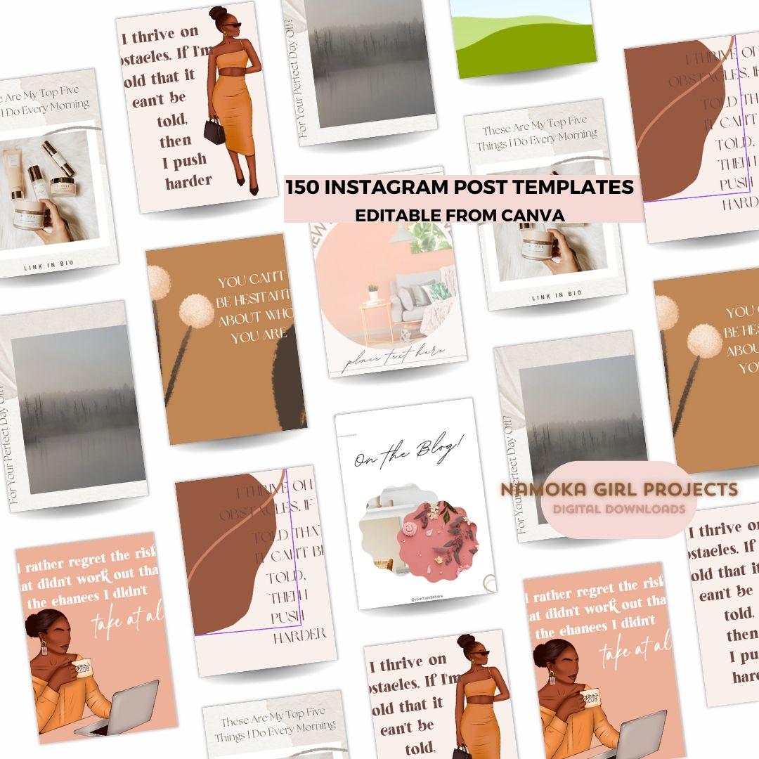 PACKAGE: 155 Editable Instagram Templates on Canva Bonus Freebies Canva ...