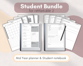 Paquete notable para 2 estudiantes: planificador de mitad de año y cuaderno para estudiantes, cuaderno digital, planificador digital, tabletas de tinta electrónica, planificador para iPad, cuaderno para iPad
