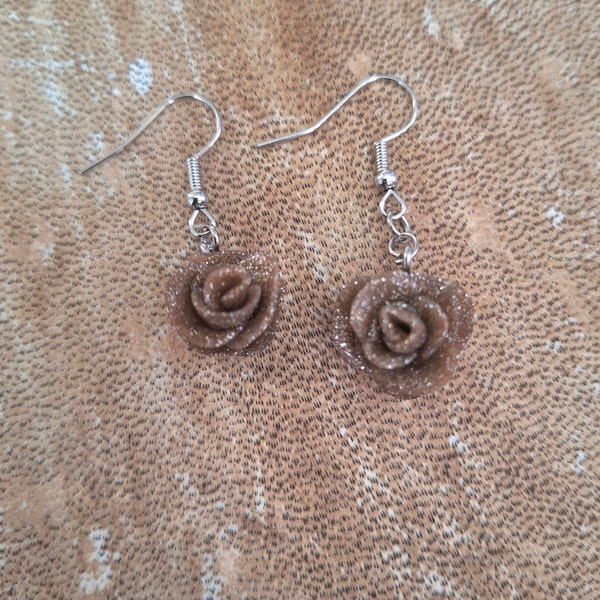 Boucles d'oreilles Rose PLUSIEURS modèles en pâte fimo entièrement faite à la main