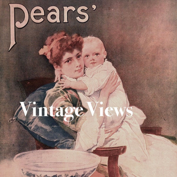 Pears' Soap vintage magazine advertisement c.1909. High resolution Instant Digital download. Bathroom decor.