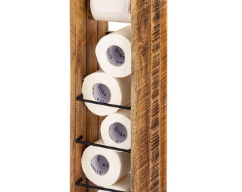 Toilet paper holder toilet paper holder wood 17x17 H 65 cm toilet roll holder square mango wood