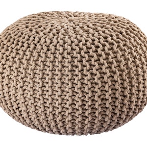 Sitzpouf Strickhocker Pouf Ø 45 H 30 cm Bodenkissen Indoor Baumwolle nachhaltig recycelt Bild 1