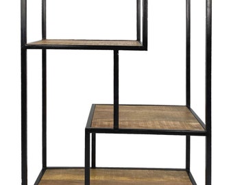 Stand Regal Bücher Regal Raumteiler Bücherbord 75 x 115 x 36 cm Metall Holzböden massiv