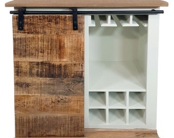 Wine rack bar cabinet W 72 H 80 cm wine cabinet home bar wine bar sideboard white mango wood