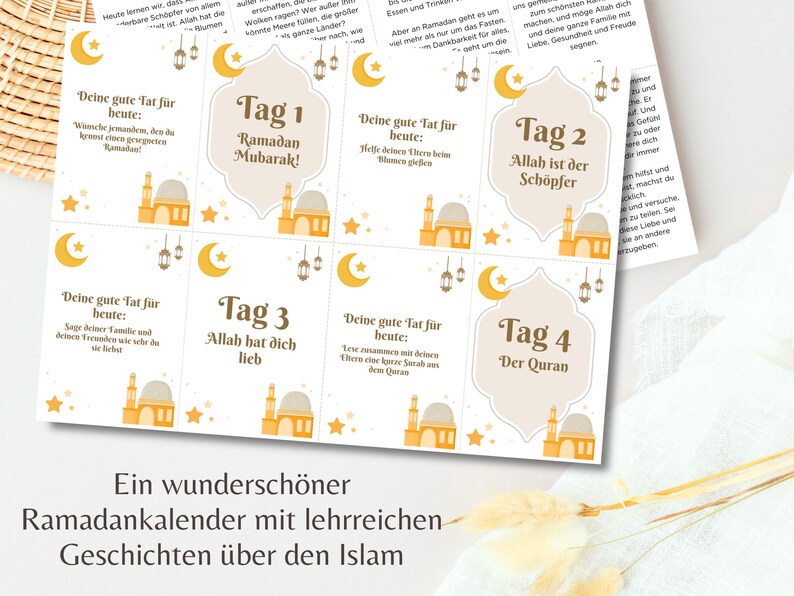 Ramadan Kalender für Kinder zum Ausdrucken, Geschichten über Islam, Deutsch, German, PDF, Printable image 7
