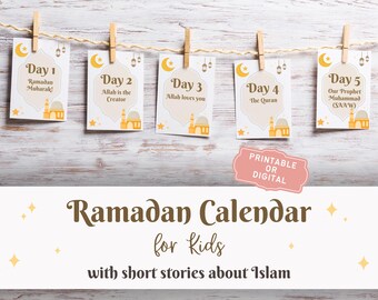 Printable Ramadan Calendar for Kids, Islamic Short Stories, English, PDF Download