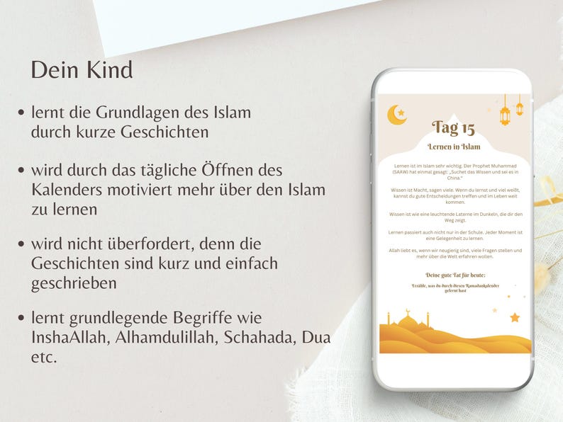 Ramadan Kalender für Kinder zum Ausdrucken, Geschichten über Islam, Deutsch, German, PDF, Printable image 5