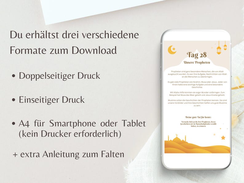 Ramadan Kalender für Kinder zum Ausdrucken, Geschichten über Islam, Deutsch, German, PDF, Printable image 8
