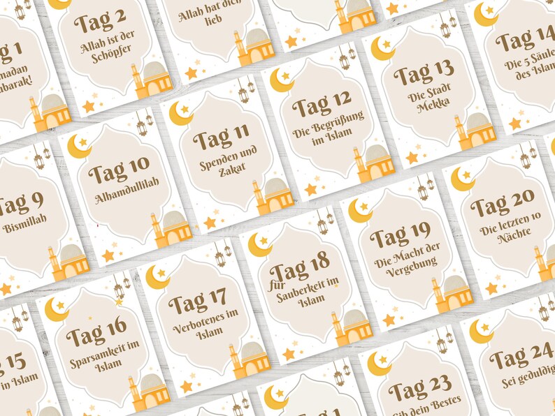 Ramadan Kalender für Kinder zum Ausdrucken, Geschichten über Islam, Deutsch, German, PDF, Printable image 2