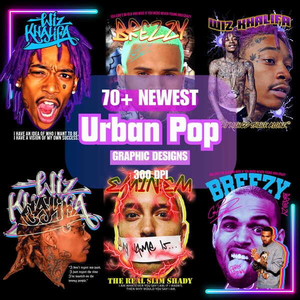 70+ Urban Pop Rappers Graphic Designs | Pop Culture | Print on demand | Sublimation | Hiphop designs | T-shirt Designs | Streetstyle bundle