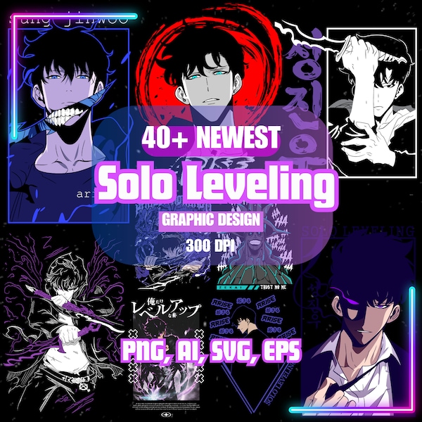 40+ Solo Leveling Graphic Design | Anime png | Print on demand | Printify | Sublimation | DTF | Anime vector | Anime t shirt | Gift for him