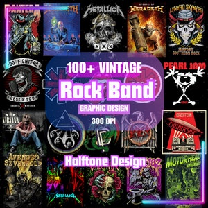 100pcs RockBand Graphic Designs | Vintage Design | Rock music png | Band png | Streetwear designs | Hiiphop Design | Print on demand