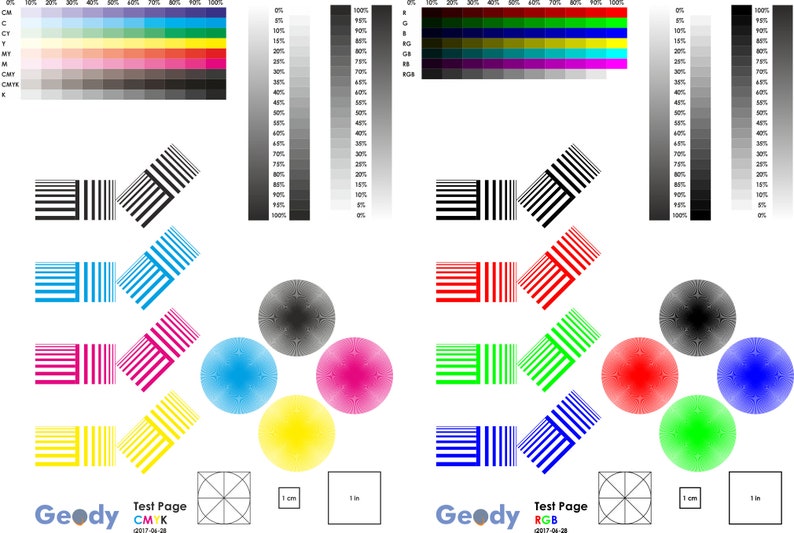 Printer Test Pages for Color CMYK RGB and Black and White Printers. Check for Grayscale, Contrast, Moiré, Distortion, and more image 1