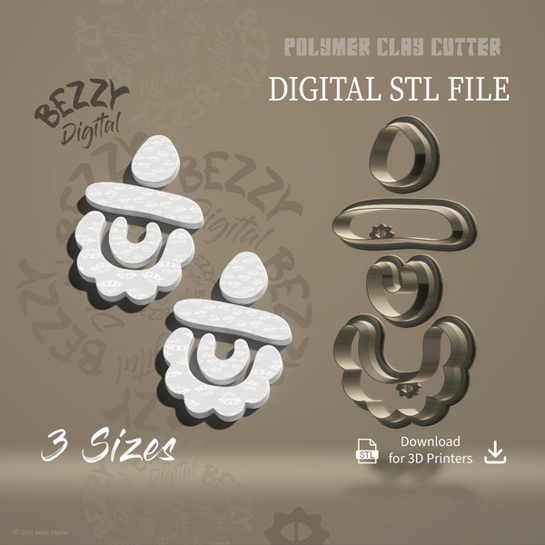 Digital STL File | Polymer Clay Cutter File | Clay Cutter File | STL Download | STL cutters | Organic Combo V