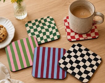 Abstract Print, pick n mix coasters, Funky Coaster Set, Colourful Drinks Coasters, Cute Home Decor, Gift for Her, Home Gift, Gift for Her