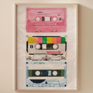 Retro Kassette Tonband Musik Wandkunst, Pastellfarben Mix Tape Druck, Old School Drucke, digitaler Download, Musik Wandkunst, Girly Pop Art Print