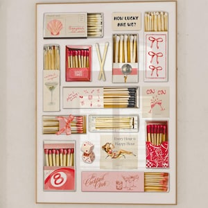 Boîte d'allumettes tendance, affiche rose et rouge, impression boîte d'allumettes vintage, allumettes rouges rétro, art mural, impression esthétique géniale pour appartement, quelle chance avons-nous