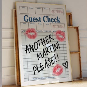 Trendy gast check nog een martini barwagen trendy quote voor studentenkamer esthetische poster, preppy poster voor appartement barwagen decor