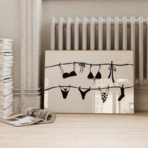 Laundry Line Art Print: Girly Coquette Room Decor (Digital Download)