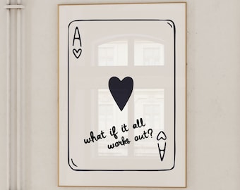 Playing Card Print Trendy Wall Art Prints Retro Bar Cart Decor Preppy Poster Black White Digital Prints Trendy Printable Art Aesthetic Decor
