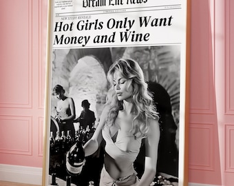 Black And White Wall Art Dream Life News Trendy Wall Prints Newspaper News Print And Posters Retro Bar Cart Art Girly Aesthetic Art Bedroom