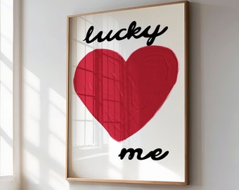 Lucky Me CuteWall Art Prints Lucky Me Red Wall Art Print Aesthetic Posters Colorful Bedroom Decor Retro Wall Prints And Posters Girly Cute